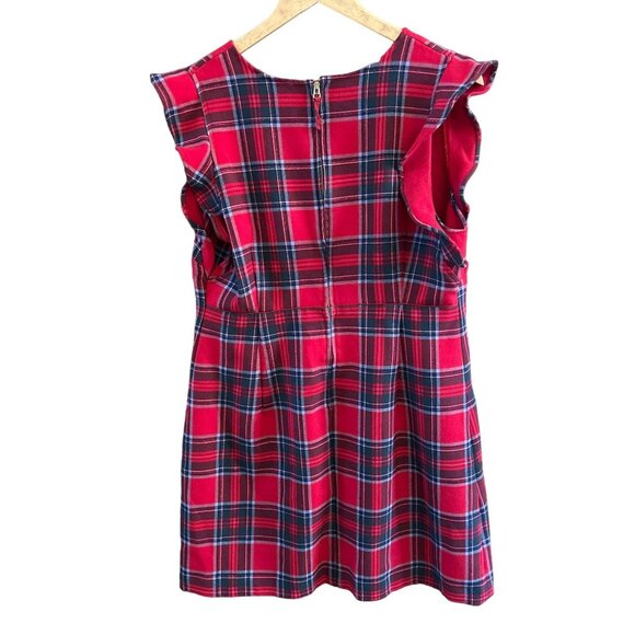 Vineyard Vines Women's Red Plaid Ruffle Sleeve Dress Size 12 Holiday Preppy EUC - Picture 4 of 5
